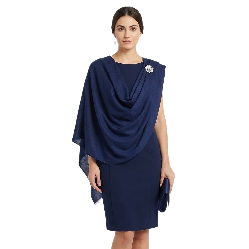 Esarfa Sal Lana Casmir si Matase Naturala - Navy Bleumarin -> Cod: CASMIRSILK1