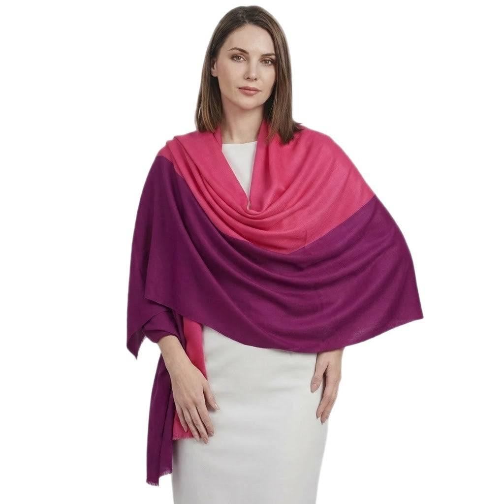 Esarfa Sal Lana Casmir si Matase Naturala - Ombre 2 nuante -> Cod: CASMIRSILK16