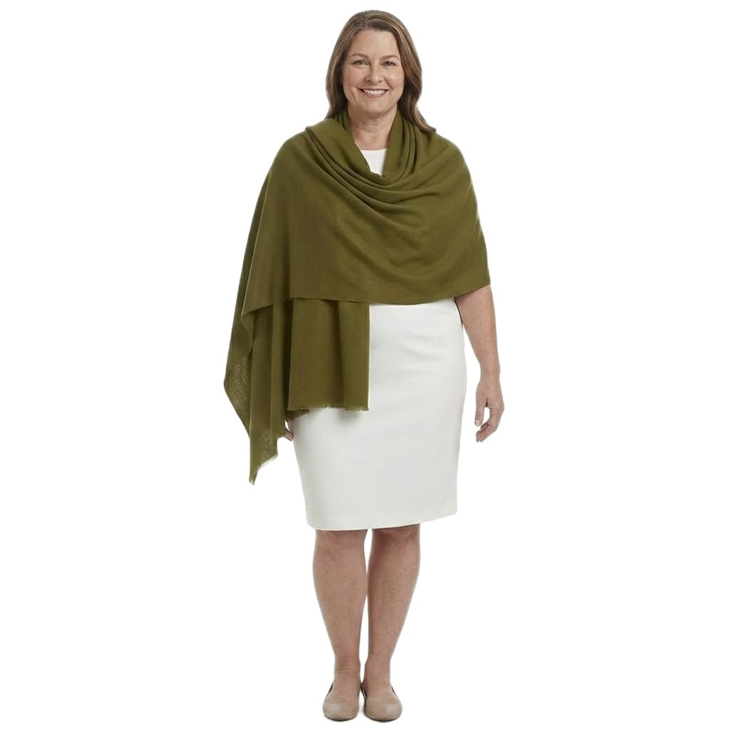 Esarfa Sal Lana Casmir si Matase Naturala -> Verde Kaki-> Cod:CASHSILK11