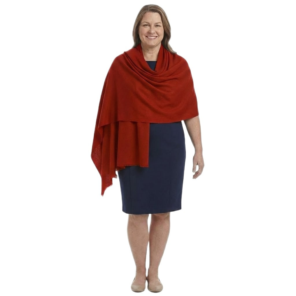 Esarfa Sal Lana Casmir si Matase Naturala -Rosu de foc -> Cod: CASMIRSILK20