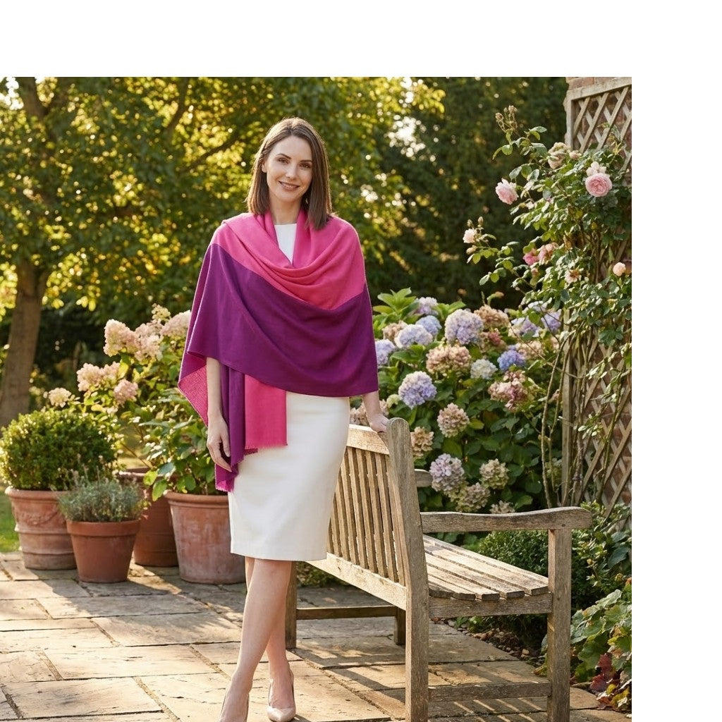 Esarfa Sal Lana Casmir si Matase Naturala - Ombre 2 nuante -> Cod: CASMIRSILK16