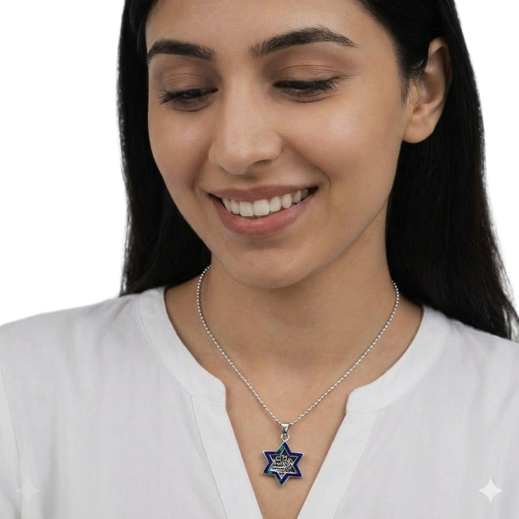 Pandantiv ''Wicca'' din Argint 925, cu Pietre Semipretioase Naturale de Malachite in Chrysocolla