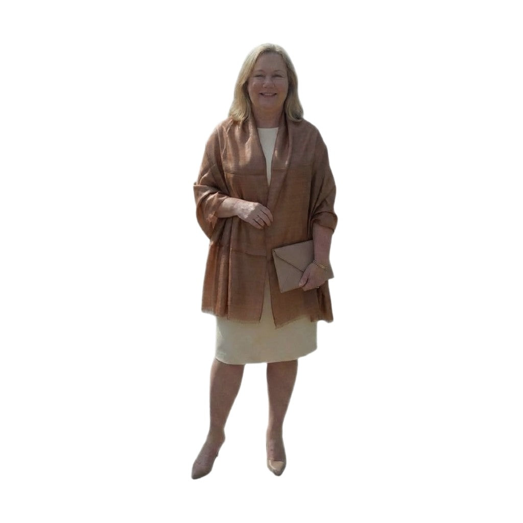 Esarfa-Sal din Matase Naturala Tussar Silk -> Heritage Shades of Cioco Mocha