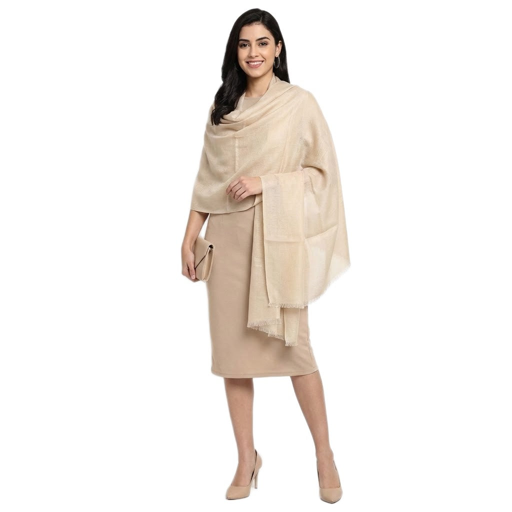 Esarfa-Sal din Matase Naturala Eri Muga Silk-> Natural Golden Beige -> Cod: ERIMUGASILK3