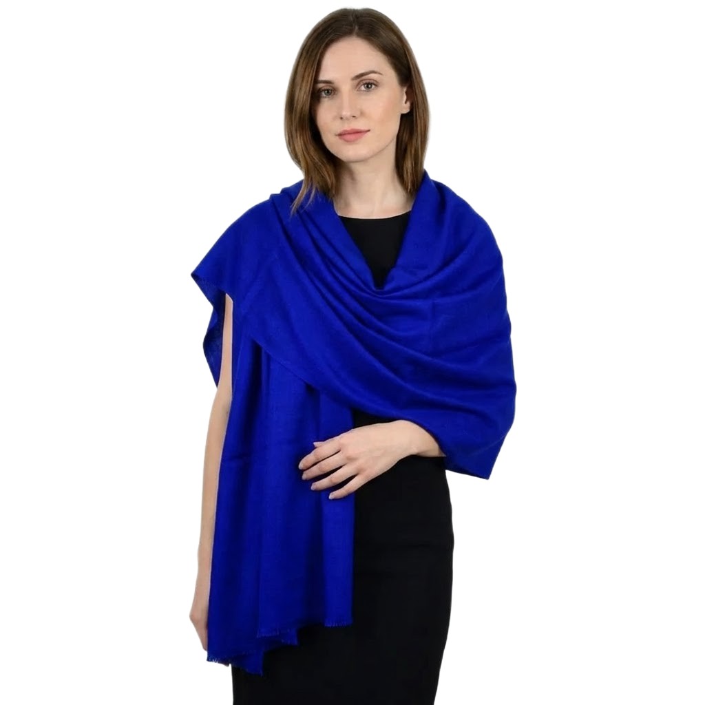 NOU! Sal Premium confectionat din Lana Cashmere si Matase Naturala- Albastru Regal - CASH02