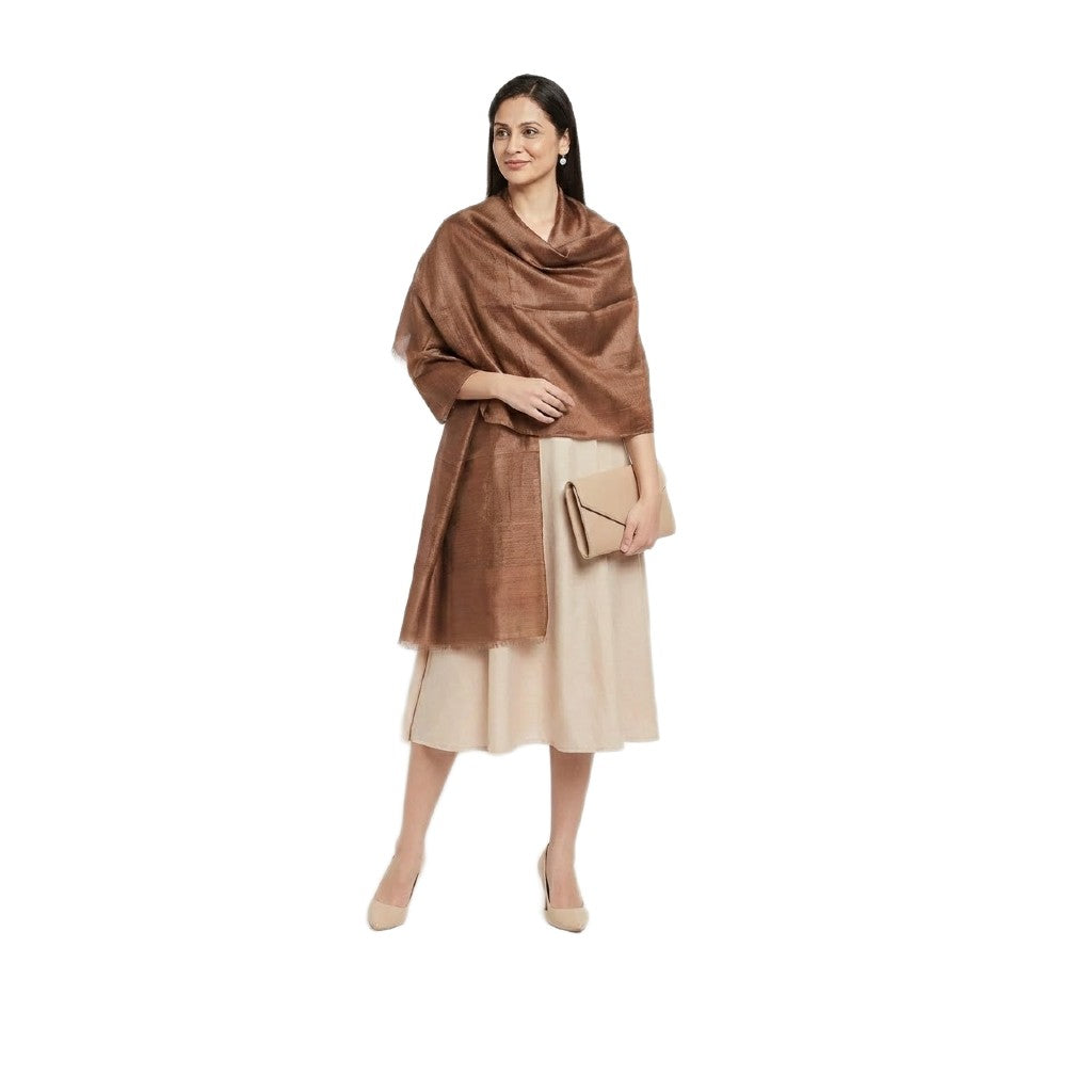 Esarfa-Sal din Matase Naturala Tussar Silk -> Heritage Shades of Cioco Mocha