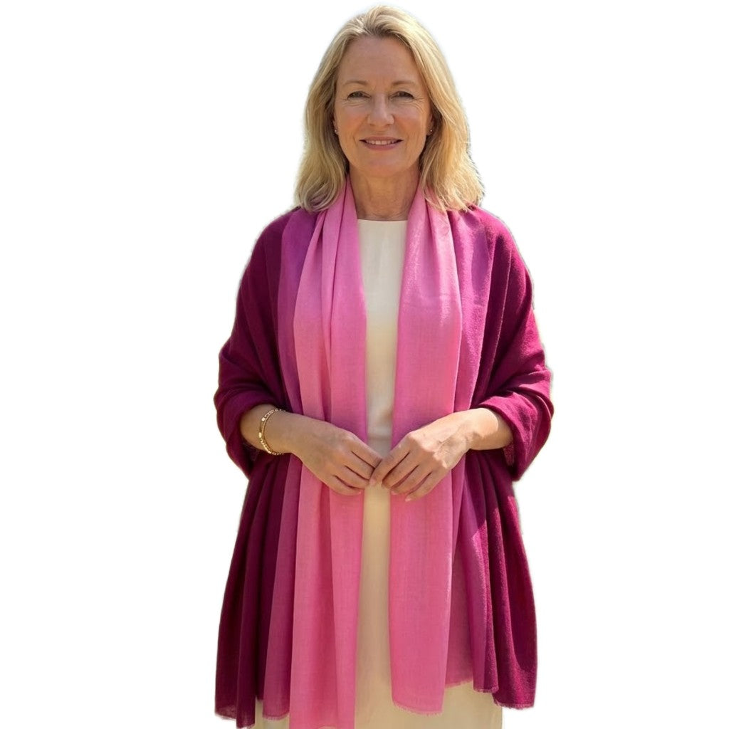 Esarfa Sal Lana Casmir si Matase Naturala - Ombre 2 nuante -> Cod: CASMIRSILK7