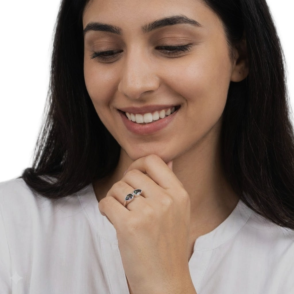 Inel din Argint cu Pietre Semipretioase Naturale de Magic Topaz  - Code: PureSilver26 (Marime: 7)