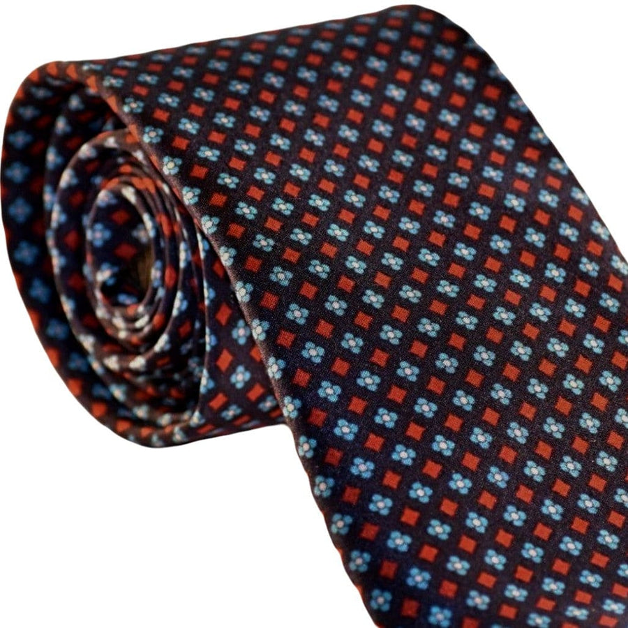 Cravata Barbati din 100% Matase Naturala - Fond Bleumarin cu accente de Bleu si Rosu -> Cod: MATASE6 - Cravata Barbati