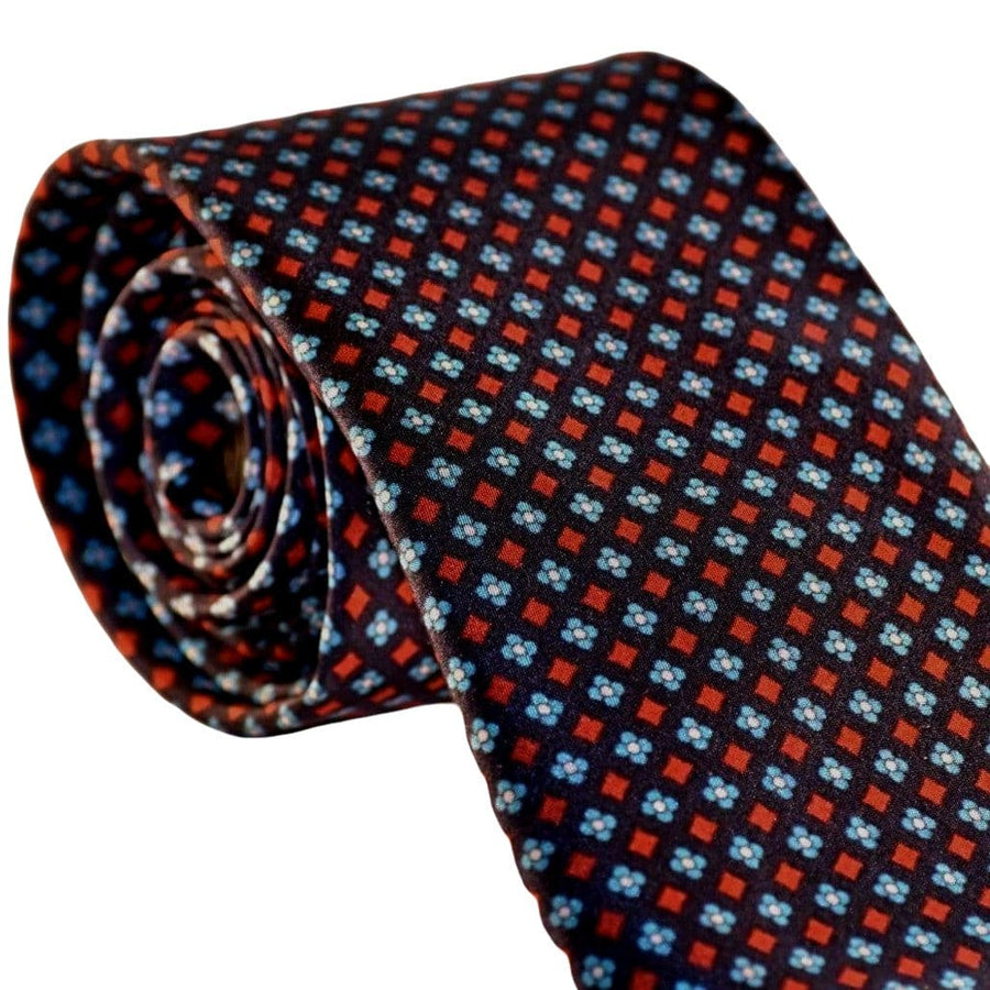 Cravata Barbati din 100% Matase Naturala - Fond Bleumarin cu accente de Bleu si Rosu -> Cod: MATASE6 - Cravata Barbati