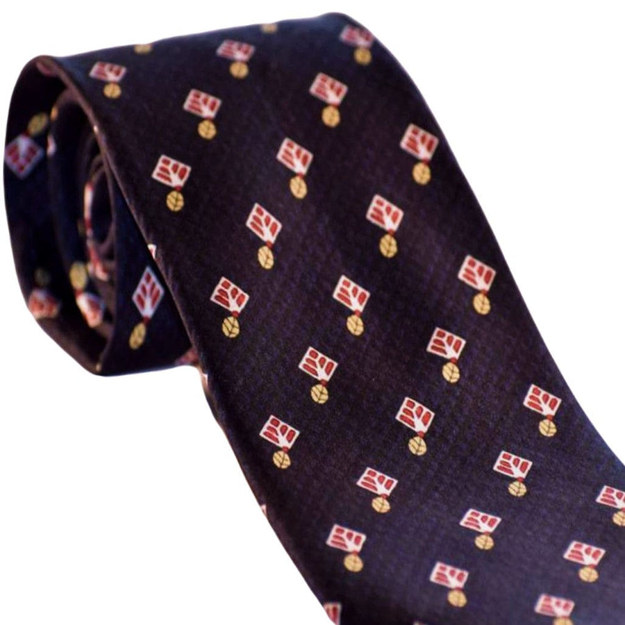 Cravata Barbati din 100% Matase Naturala -Fond Bleumarin Indigo cu accente de Negru,Rosu si Mustar -> Cod: MATASE15 - Cravata Barbati