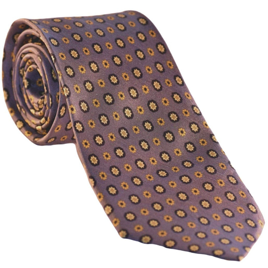 Cravata Barbati din 100% Matase Naturala - Fond Gri si accente de Mustar ->Cod: MATASE4 - Cravata Barbati