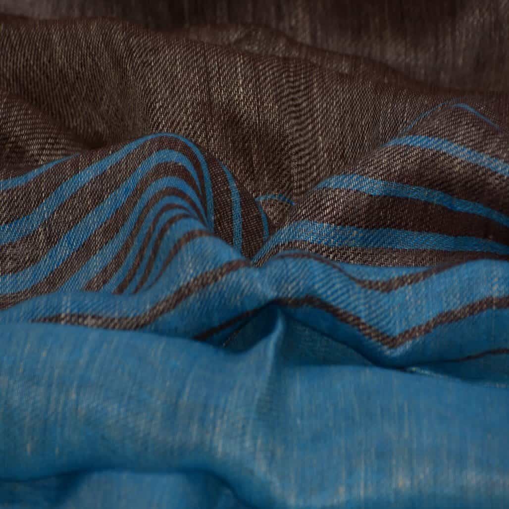 Esarfa-Sal tesuta manual din 100% IN (Linen 100%) - Pastel Blues Striped -> Cod: IN02
