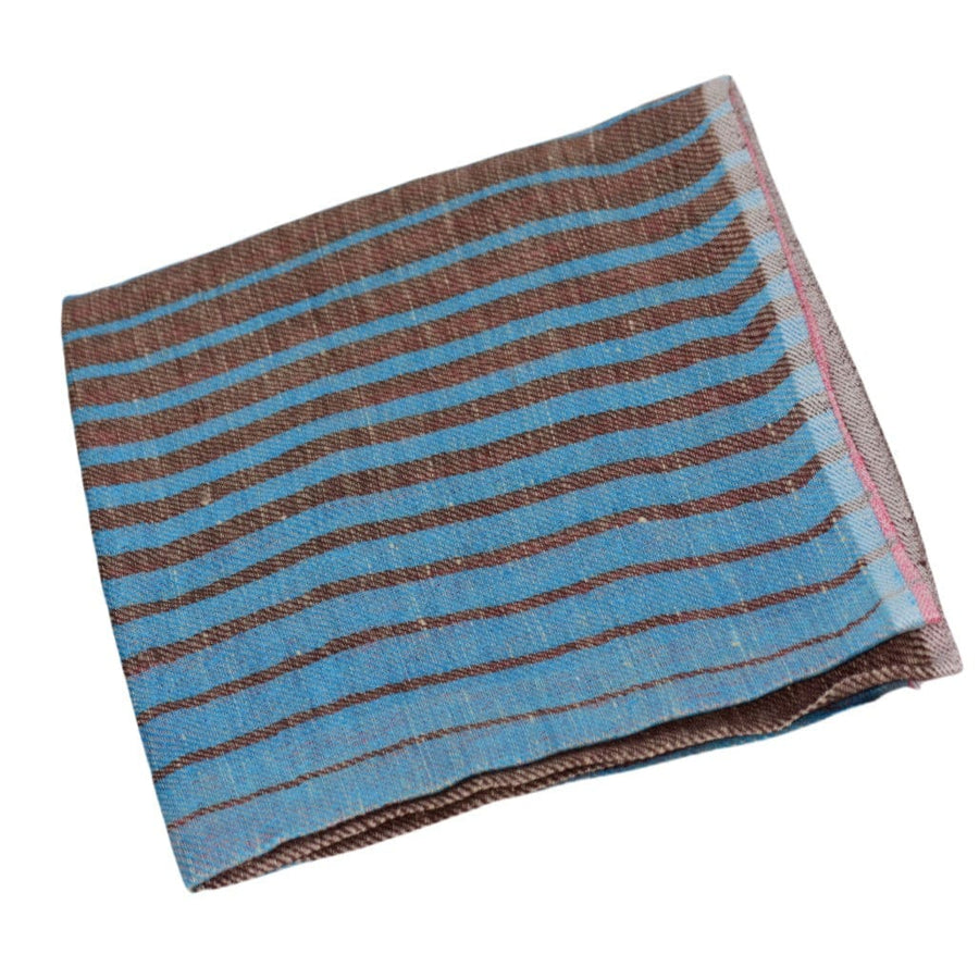Esarfa-Sal tesuta manual din 100% IN (Linen 100%) - Pastel Blues Striped -> Cod: IN02