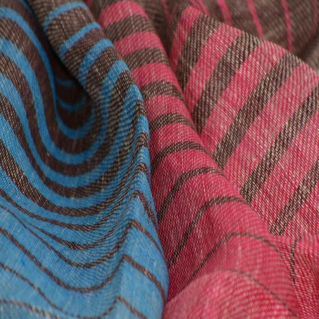 Esarfa-Sal tesuta manual din 100% IN (Linen 100%) - Pastel Blues Striped -> Cod: IN02