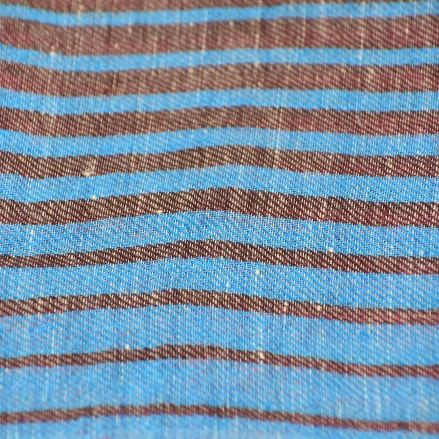 Esarfa-Sal tesuta manual din 100% IN (Linen 100%) - Pastel Blues Striped -> Cod: IN02
