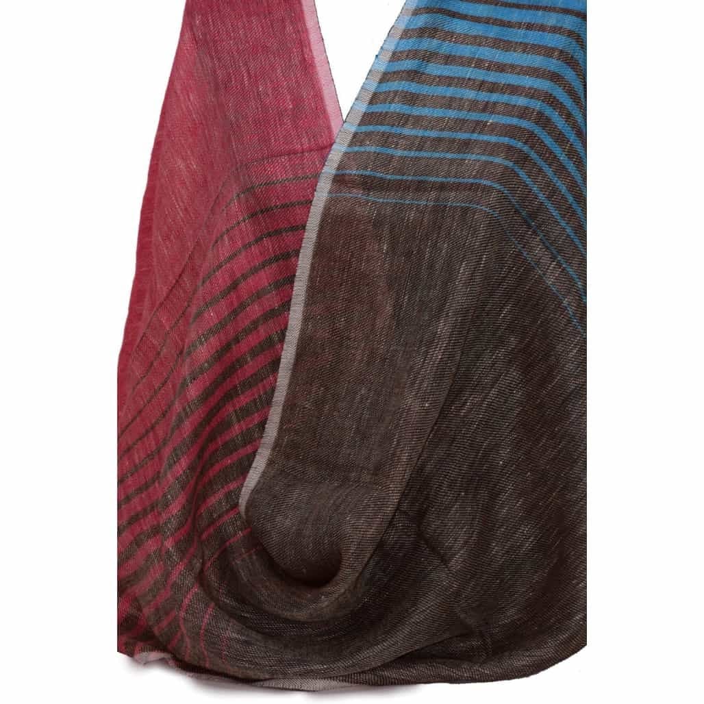 Esarfa-Sal tesuta manual din 100% IN (Linen 100%) - Pastel Blues Striped -> Cod: IN02