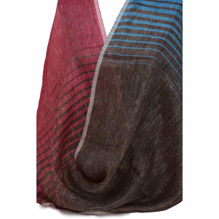 Esarfa-Sal tesuta manual din 100% IN (Linen 100%) - Pastel Blues Striped -> Cod: IN02