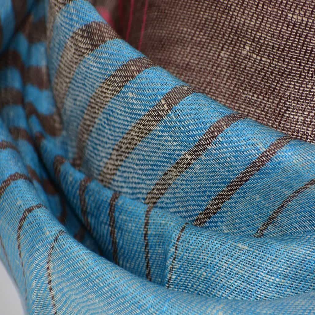 Esarfa-Sal tesuta manual din 100% IN (Linen 100%) - Pastel Blues Striped -> Cod: IN02