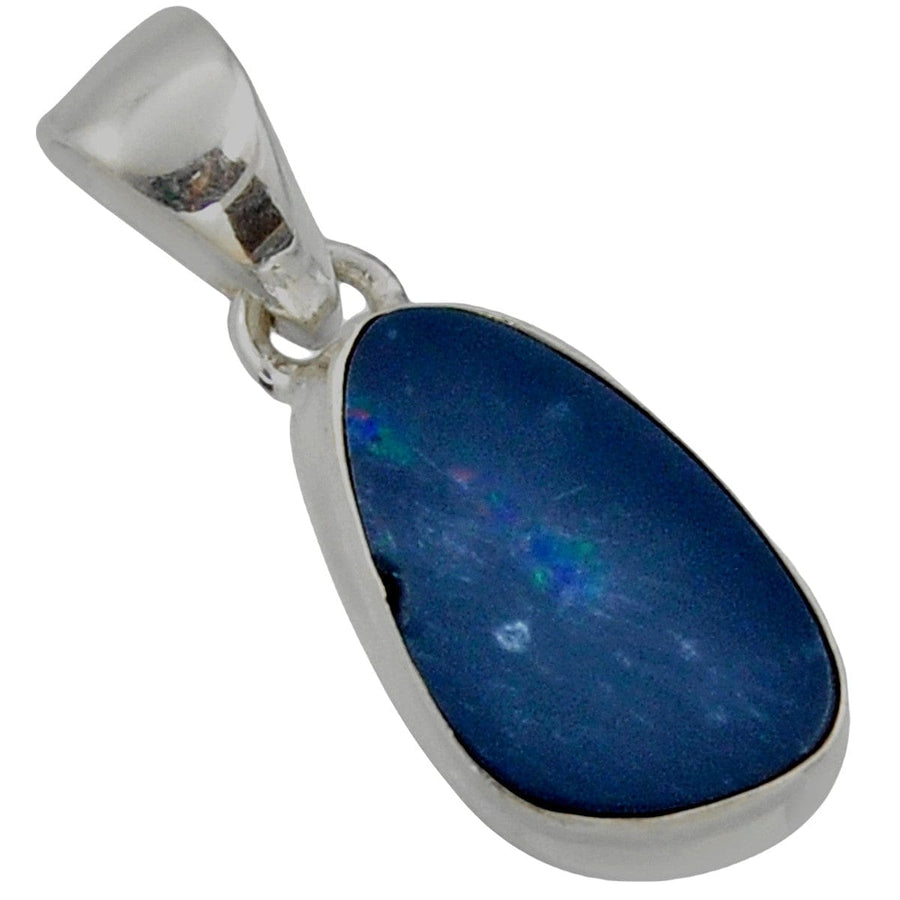 Pandantiv din Argint 925 cu 4.88 Carate Piatra Semipretioasa Naturala de Opal Albastru Australian (Blue Doublet Opal Australian)-> Cod: 