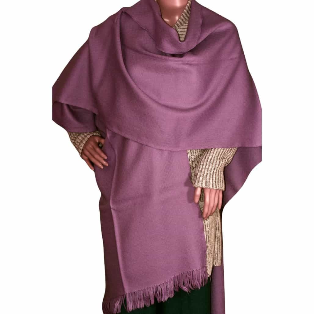 Poncho tesut manual din Lana de Yak & Lana Merinos - Liliac Shade - > Cod: PONCHO2