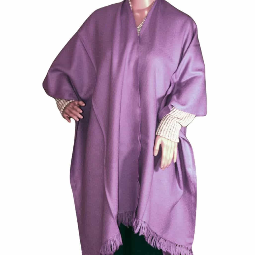 Poncho tesut manual din Lana de Yak & Lana Merinos - Liliac Shade - > Cod: PONCHO2