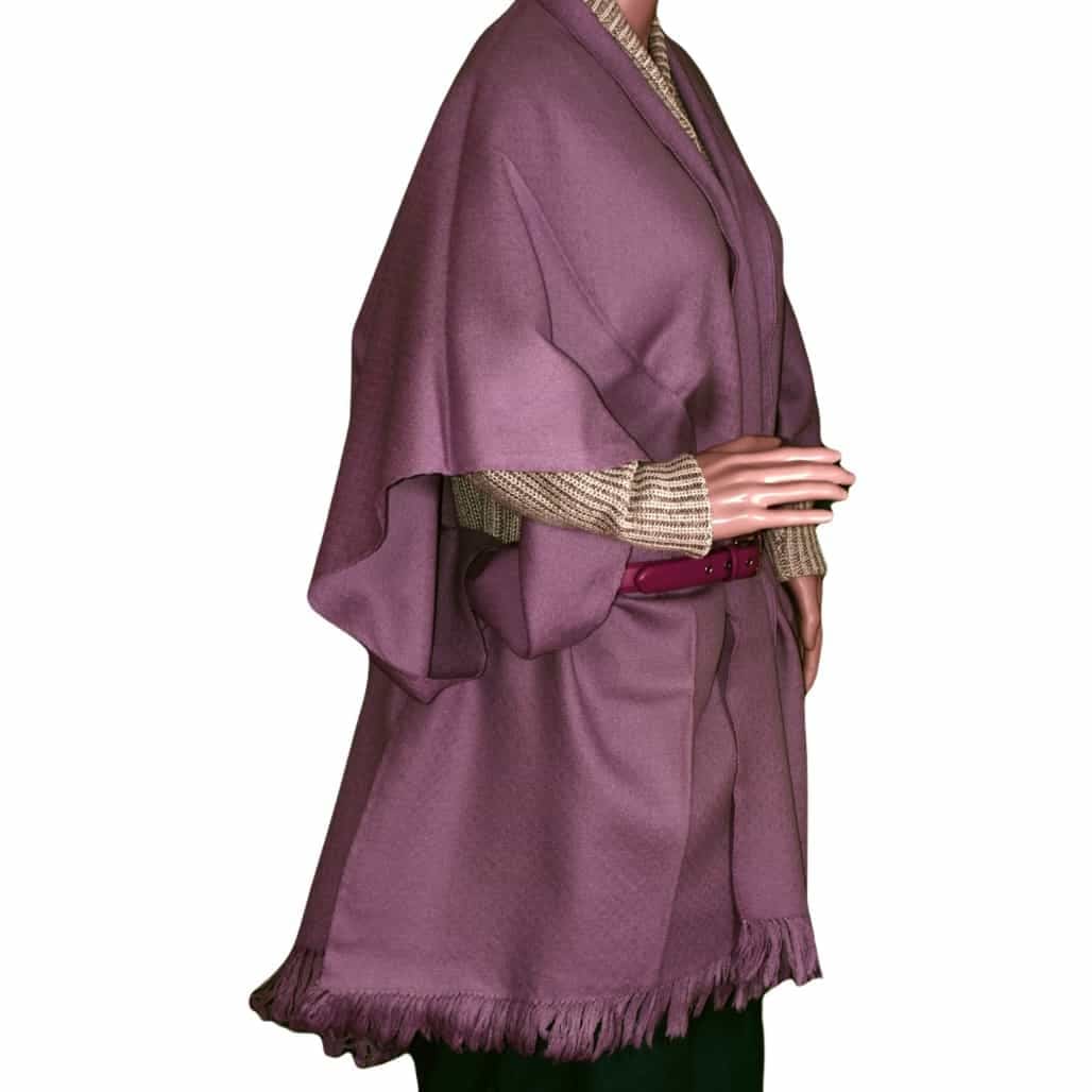 Poncho tesut manual din Lana de Yak & Lana Merinos - Liliac Shade - > Cod: PONCHO2