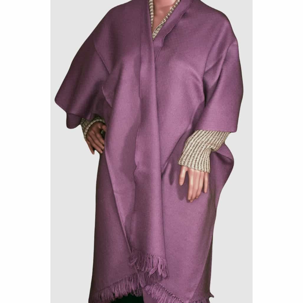 Poncho tesut manual din Lana de Yak & Lana Merinos - Liliac Shade - > Cod: PONCHO2