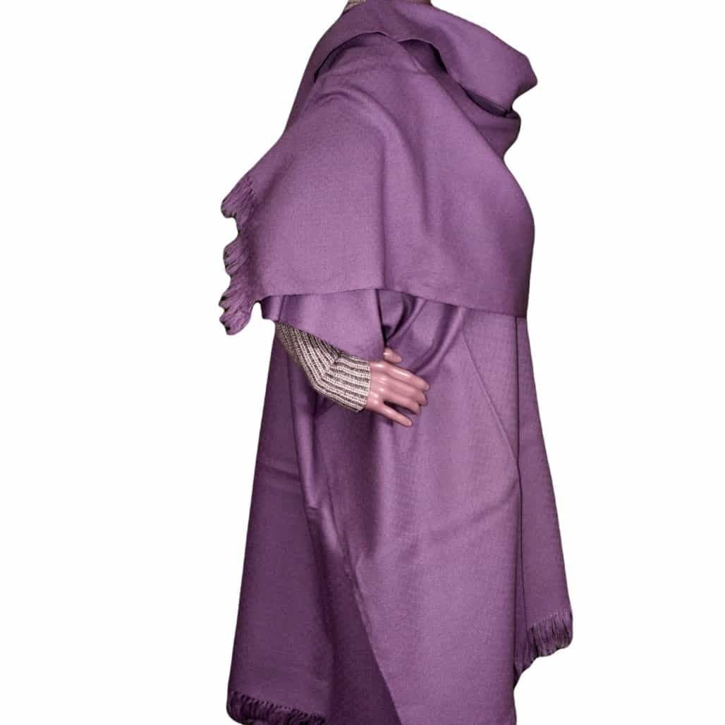 Poncho tesut manual din Lana de Yak & Lana Merinos - Liliac Shade - > Cod: PONCHO2