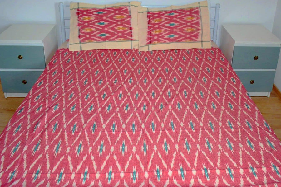 Set - Cuvertura Pat Dublu si 2 Fete de Perna - Ikat - Romb